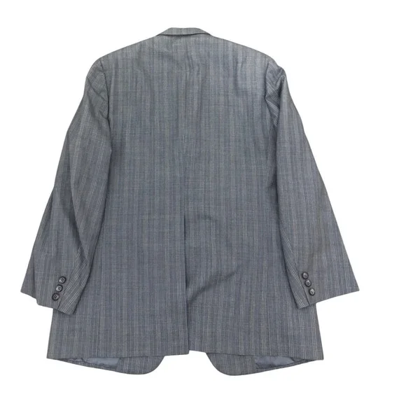 Vintage wool Hickey-Freeman CUSTOMIZED Mens blue Pinstripe Suit Jacket Blazer